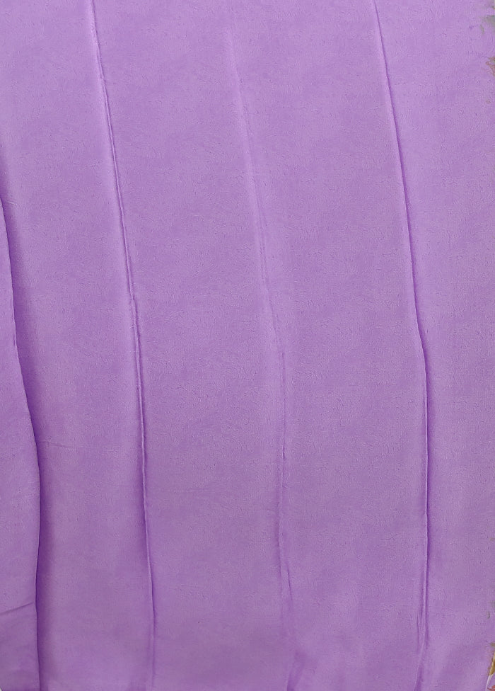 Purple Printed Silk Saree Without Blouse Piece - Image 5