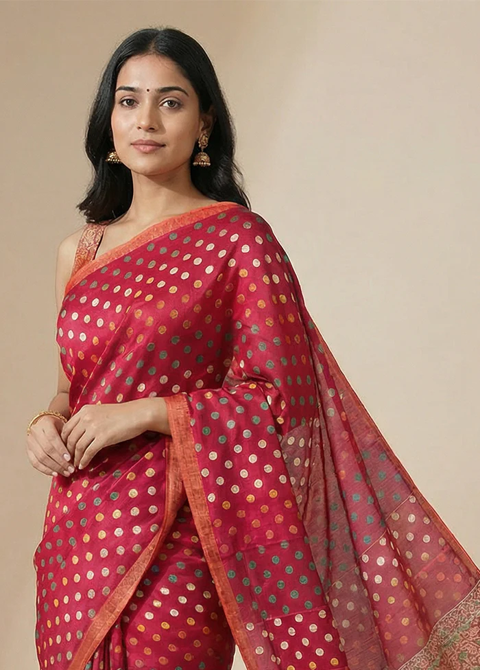 Purple Printed Silk Saree Without Blouse Piece - Image 2