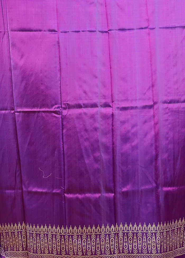 Purple Pure Bishnupuri Silk Saree Without Blouse Piece - Image 5