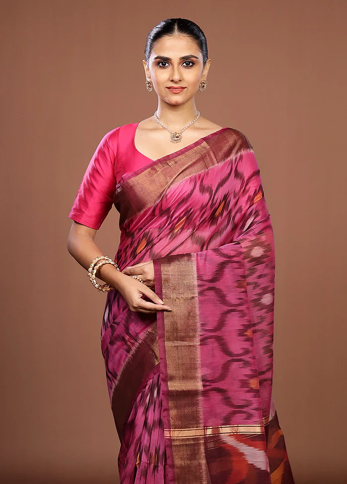 Purple Pure Cotton Saree With Blouse Piece