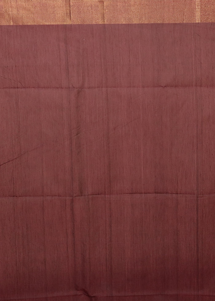 Purple Pure Cotton Saree With Blouse Piece - Image 5