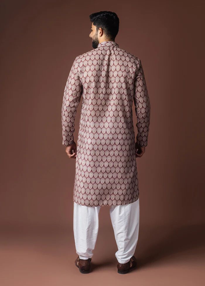 Purple Silk Kurta & Pajama Set - Image 3