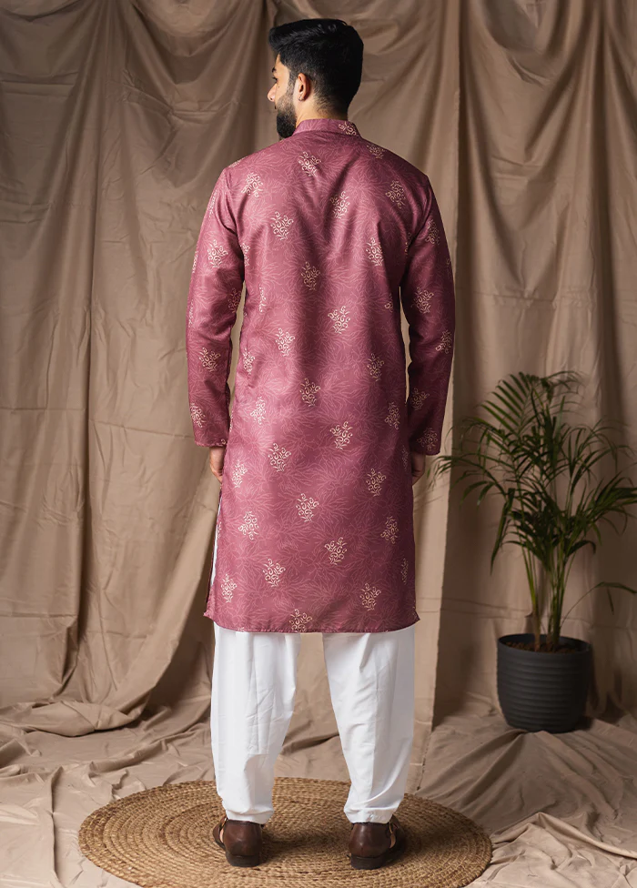 Purple Silk Kurta & Pajama Set - Image 3