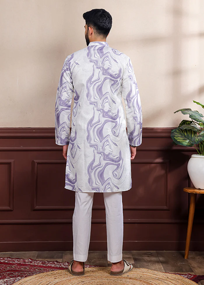 Purple Silk Kurta & Pajama Set - Image 3