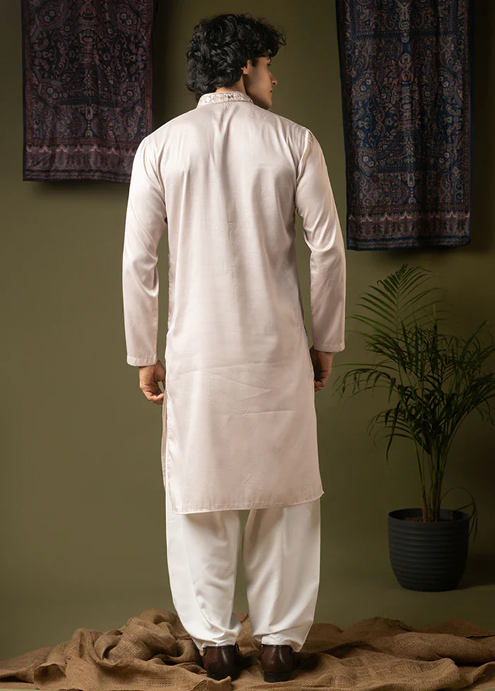 Purple Silk Kurta & Pajama Set - Image 3