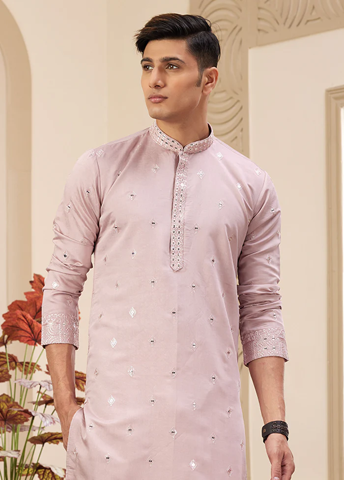 Purple Silk Kurta & Pajama Set - Image 2