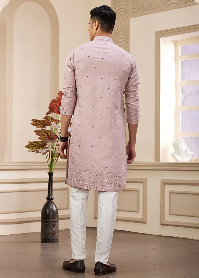 Purple Silk Kurta & Pajama Set - Image 3