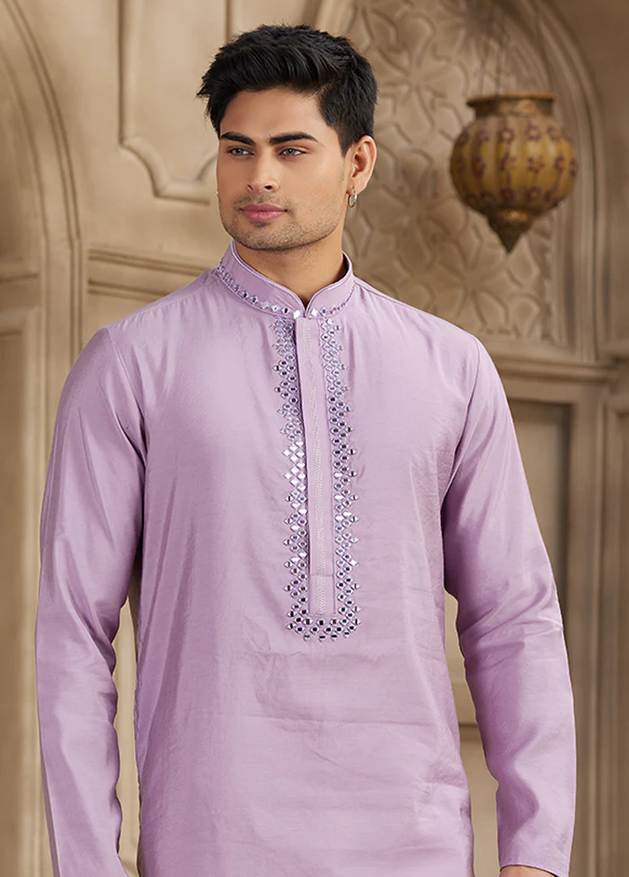 Purple Silk Kurta & Pajama Set - Image 2