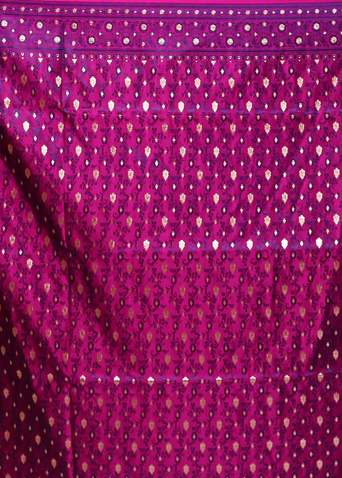 Purple Tanchoi Silk Saree With Blouse Piece - Image 5