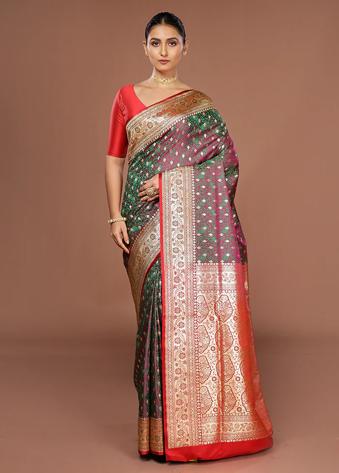Purple Tanchoi Silk Saree With Blouse Piece - Image 2