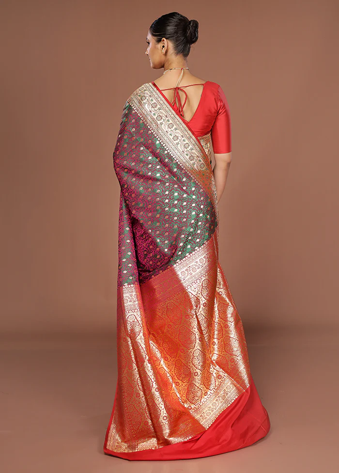 Purple Tanchoi Silk Saree With Blouse Piece - Image 3