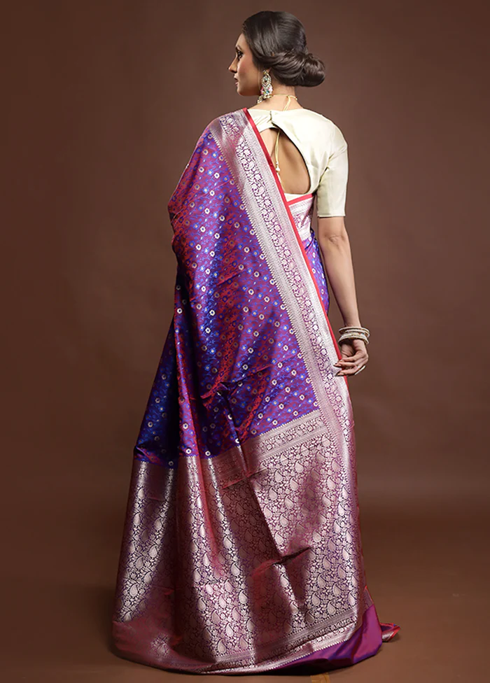 Purple Tanchoi Silk Saree With Blouse Piece - Image 3