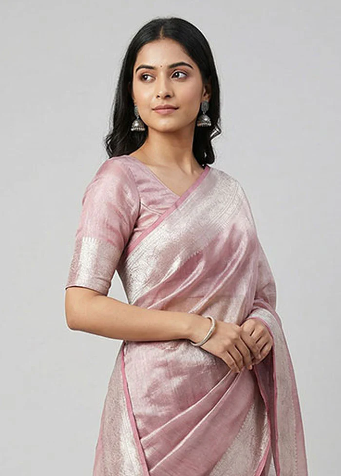Purple Tissue Silk Saree With Blouse Piece - Image 2