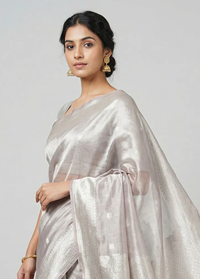 Purple Tissue Silk Saree With Blouse Piece - Image 2