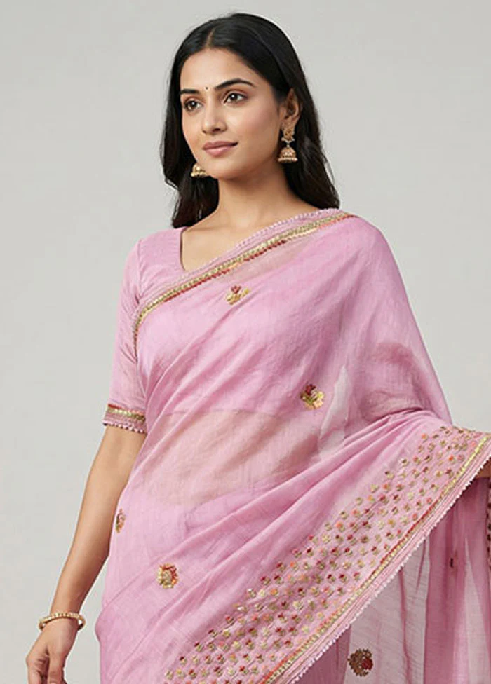 Purple Tissue Silk Saree With Blouse Piece - Image 2