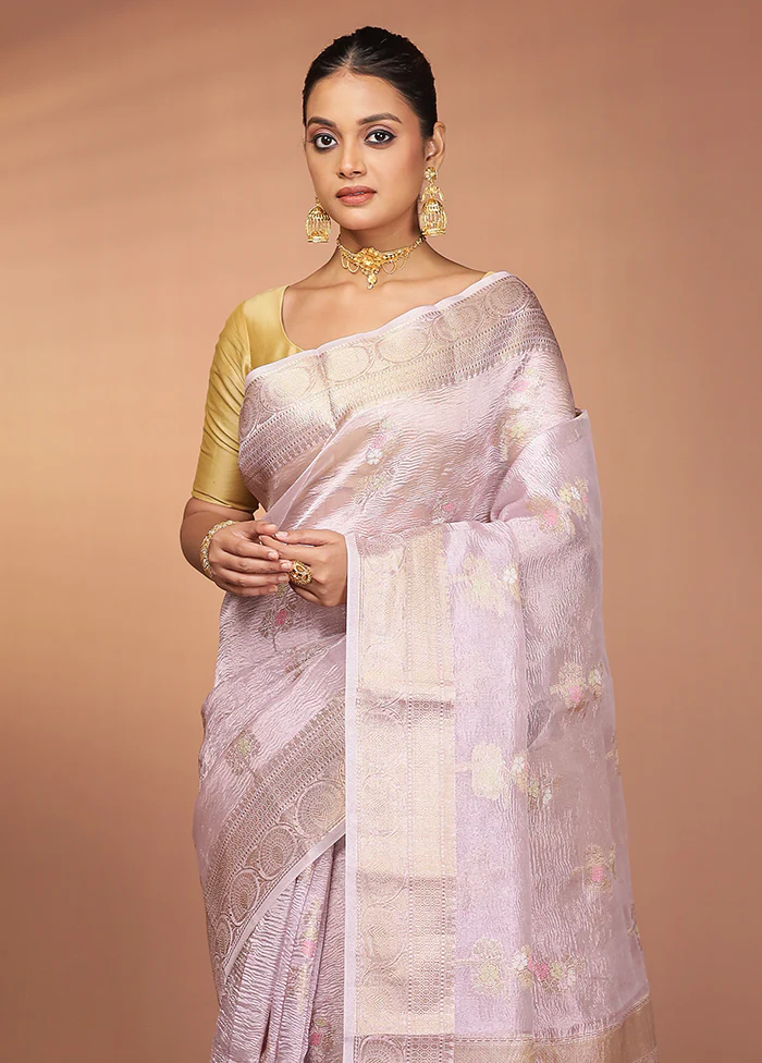 Purple Tissue Silk Saree With Blouse Piece
