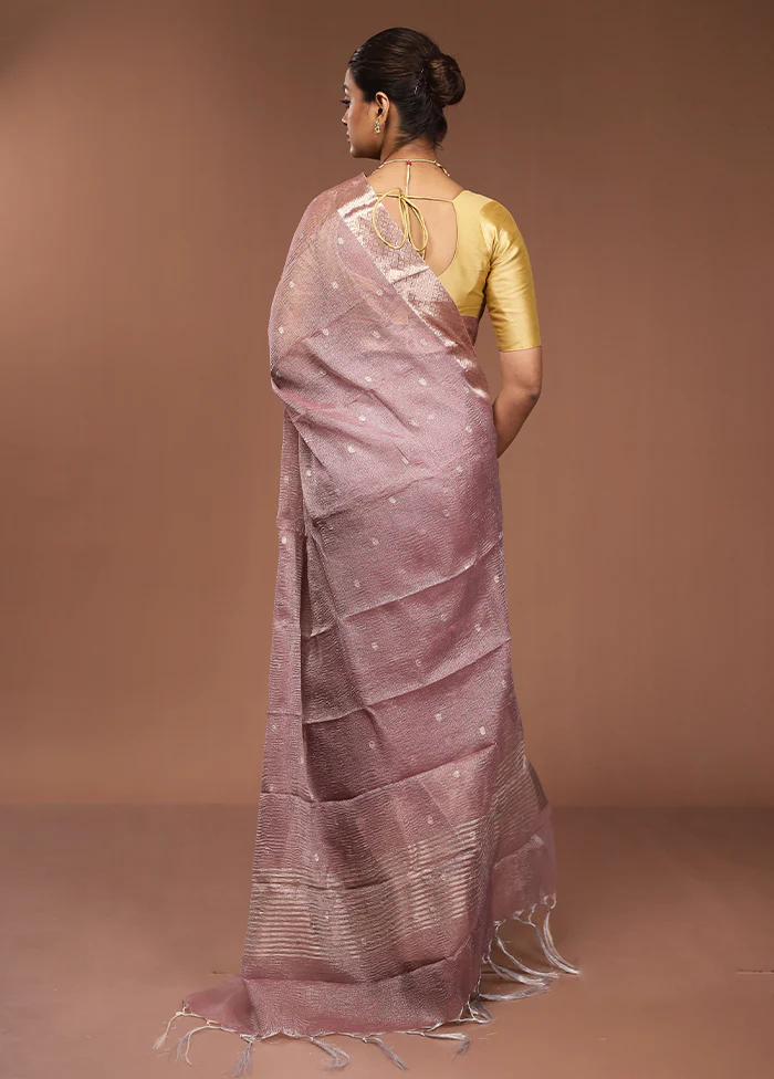 Purple Tissue Silk Saree With Blouse Piece - Image 3