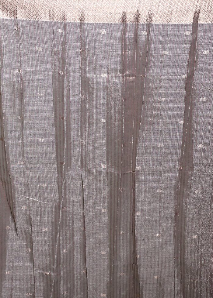Purple Crushed Tissue Silk Saree With Blouse Piece - Image 5