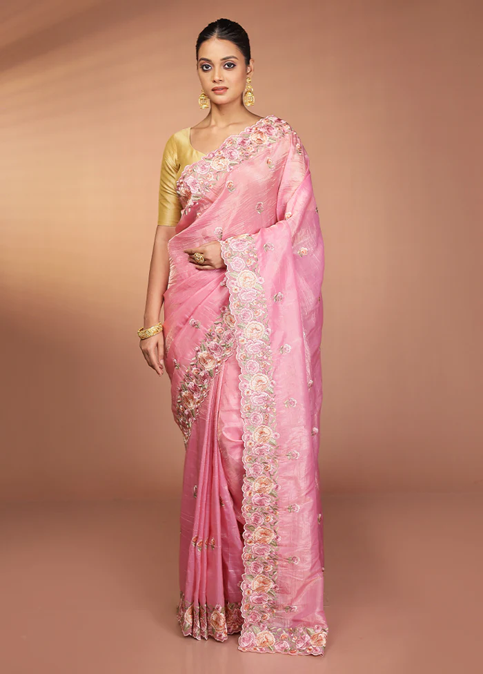 Purple Tissue Silk Saree With Blouse Piece - Image 2