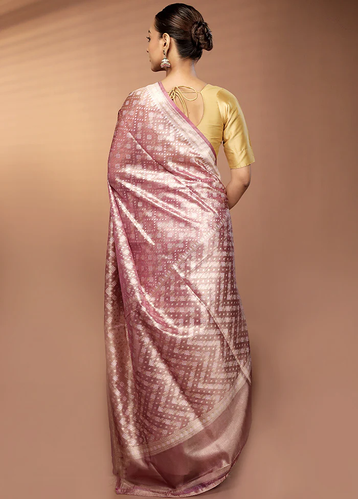 Purple Tissue Silk Saree With Blouse Piece - Image 3