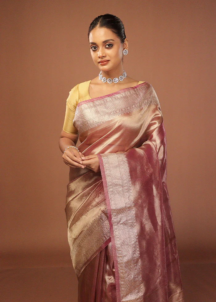 Purple Tissue Silk Saree With Blouse Piece