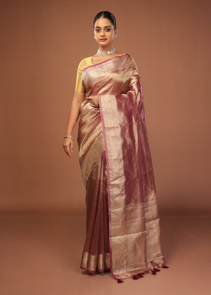 Purple Tissue Silk Saree With Blouse Piece - Image 2