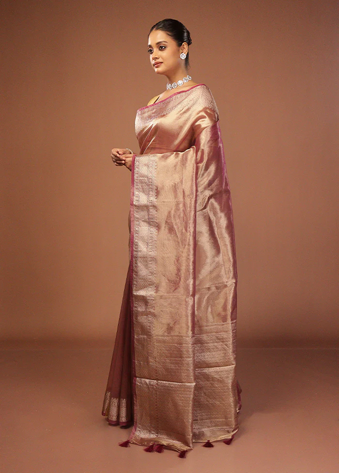 Purple Tissue Silk Saree With Blouse Piece - Image 4