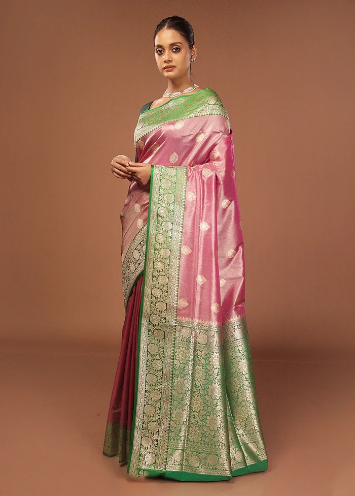 Purple Tissue Silk Saree With Blouse Piece - Image 4