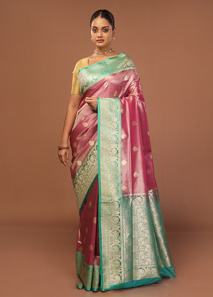 Purple Tissue Silk Saree With Blouse Piece - Image 2