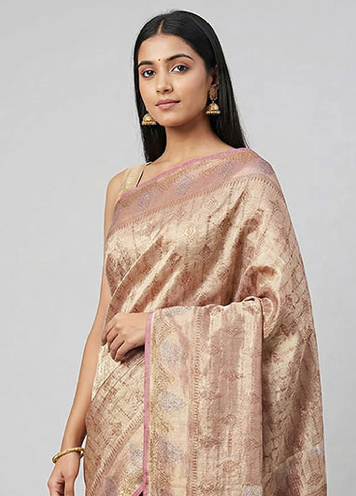 Purple Tissue Silk Saree With Blouse Piece - Image 2
