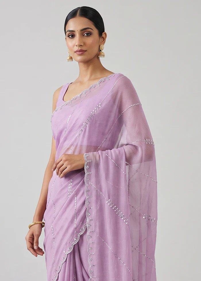 Purple Tissue Silk Saree With Blouse Piece - Image 2
