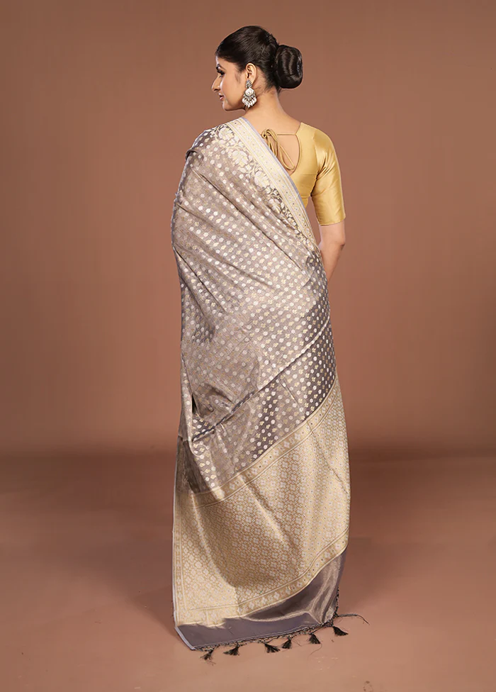 Purple Tissue Silk Saree With Blouse Piece - Image 3