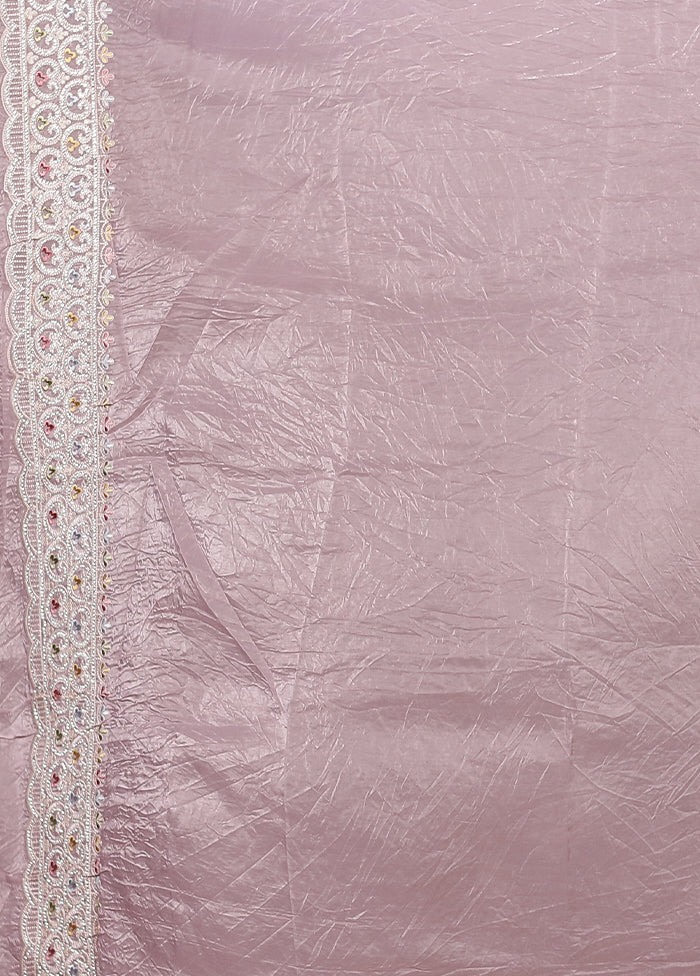Purple Tissue Silk Saree With Blouse Piece - Image 5
