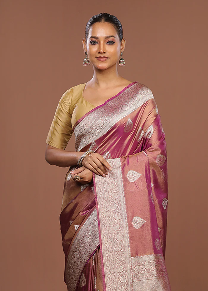 Purple Tissue Silk Saree With Blouse Piece