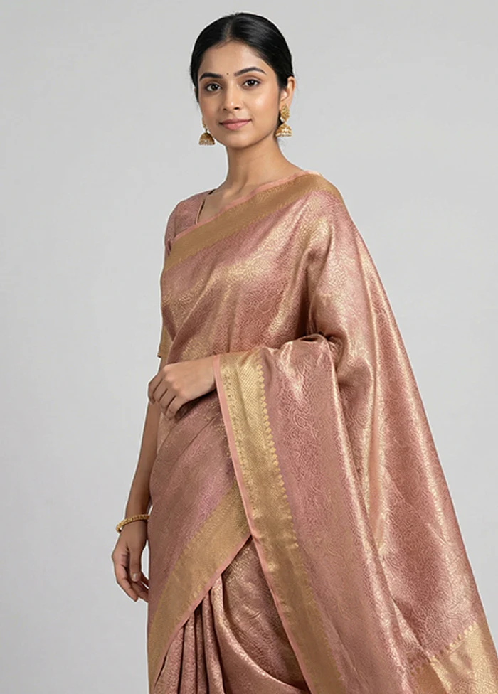 Purple Tissue Silk Saree With Blouse Piece - Image 2