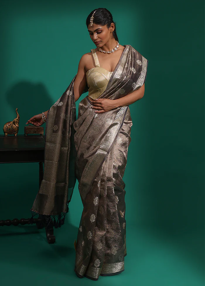 Purple Tissue Silk Saree With Blouse Piece - Image 2