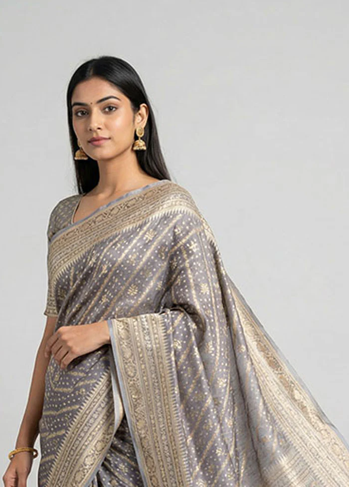 Purple Tissue Silk Saree With Blouse Piece - Image 2