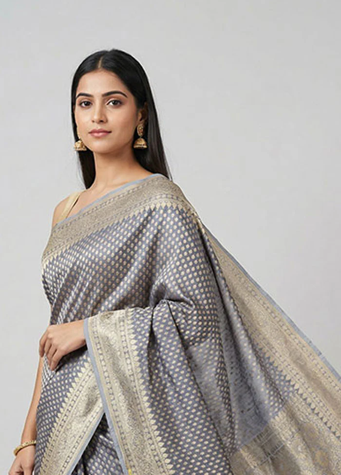 Purple Tissue Silk Saree With Blouse Piece - Image 2