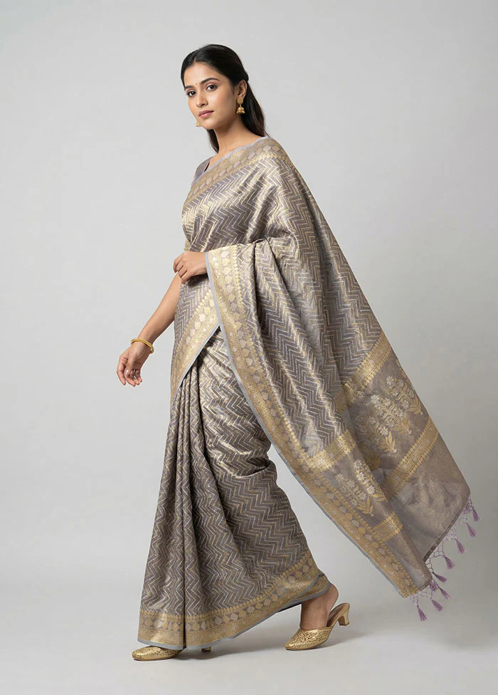 Purple Tissue Silk Saree With Blouse Piece