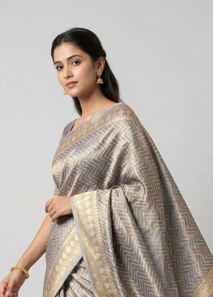 Purple Tissue Silk Saree With Blouse Piece - Image 2