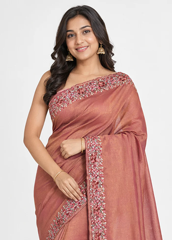Purple Tissue Silk Saree With Blouse Piece - Image 2