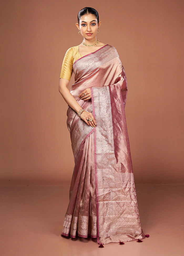 Purple Tissue Silk Saree With Blouse Piece - Image 2