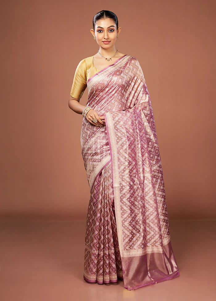 Purple Tissue Silk Saree With Blouse Piece - Image 2
