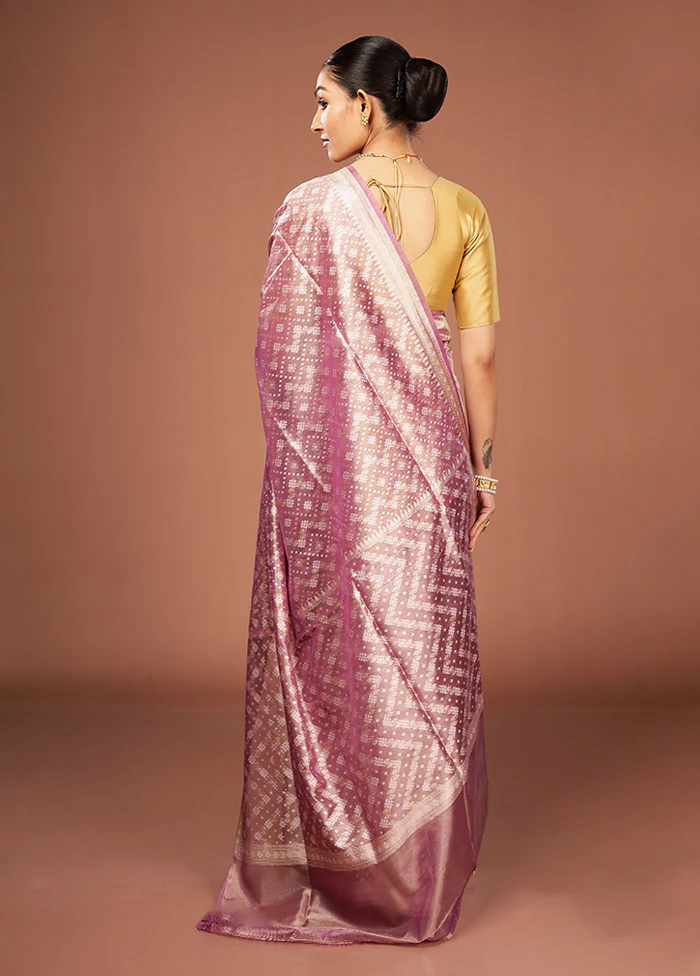 Purple Tissue Silk Saree With Blouse Piece - Image 3