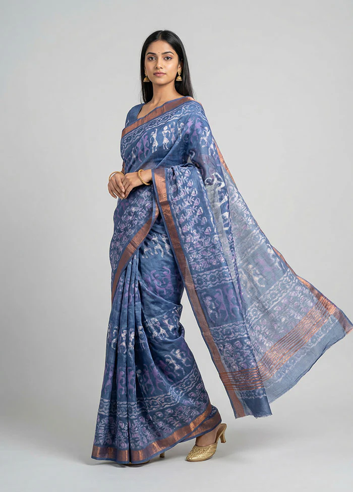 Purple Tussar Silk Saree With Blouse Piece