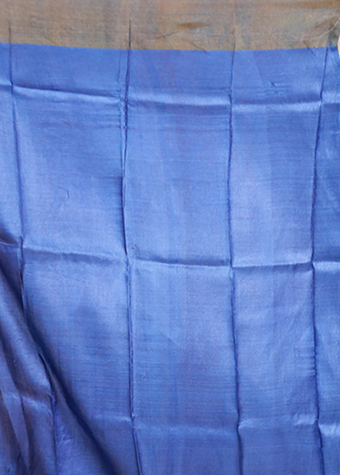 Purple Tussar Silk Saree With Blouse Piece - Image 5