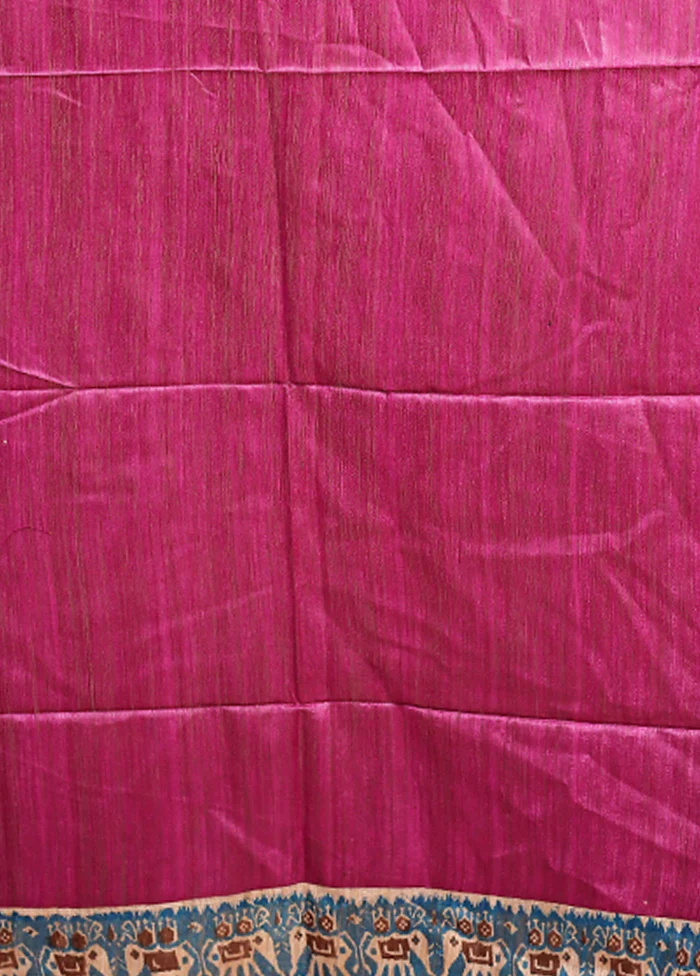 Purple Tussar Silk Saree With Blouse Piece - Image 5