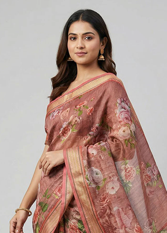 Purple Tussar Silk Saree With Blouse Piece - Image 2