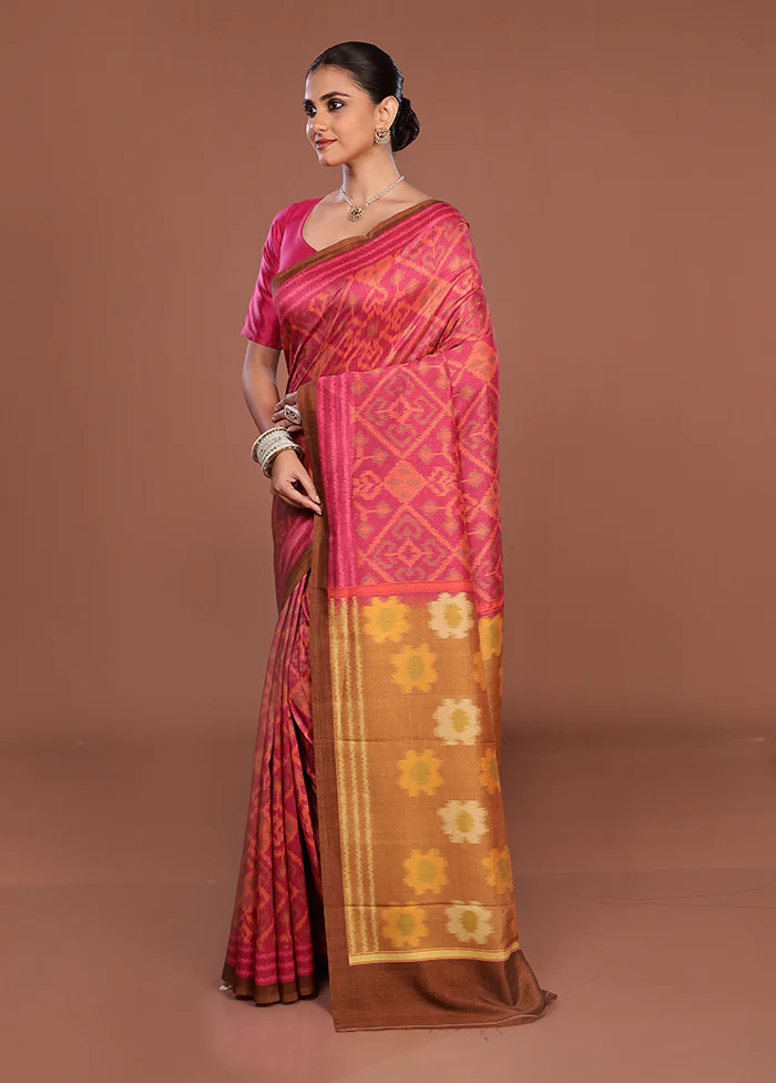 Purple Tussar Silk Saree With Blouse Piece - Image 4