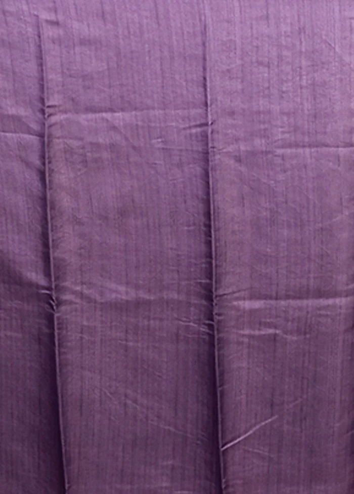 Purple Tussar Silk Saree With Blouse Piece - Image 5